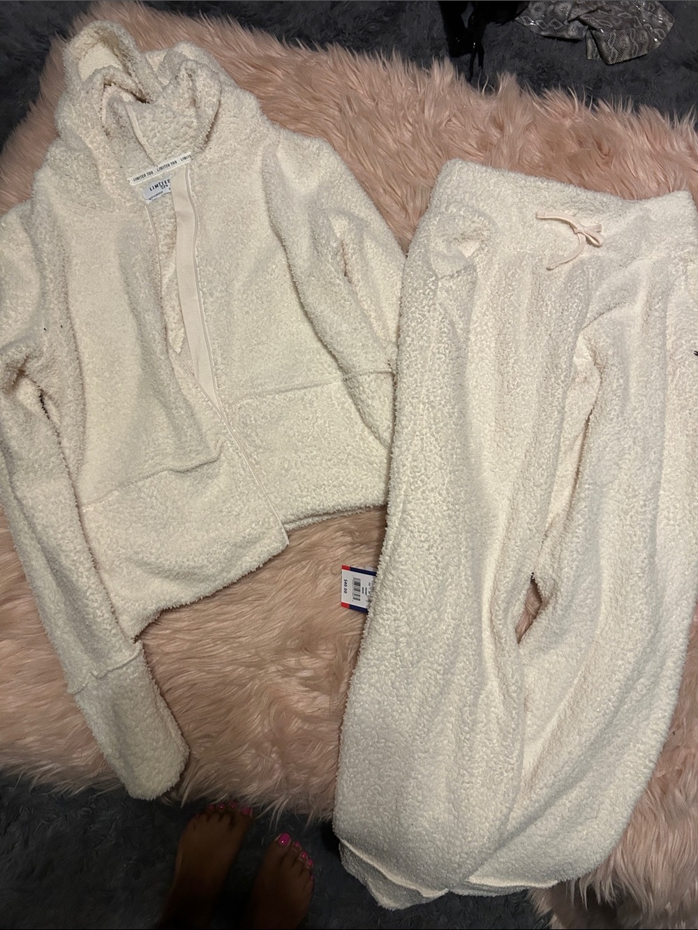 Limited Too Cream Sherpa Hoodie & Jogger Set